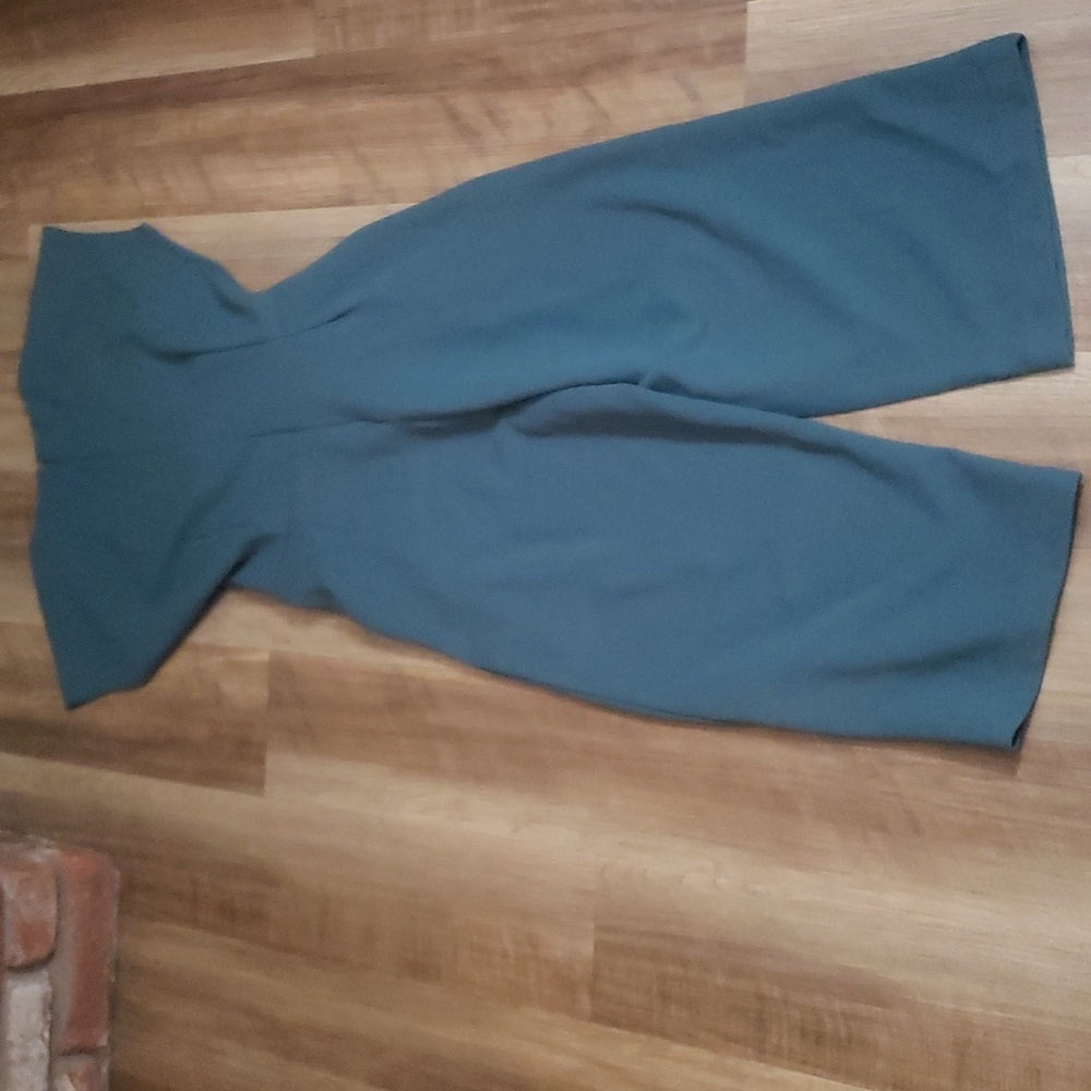 Bishop + Young Belted Jumpsuit Teal Blue-Green City Chic Minimalist One-Piece - Picture 4 of 5